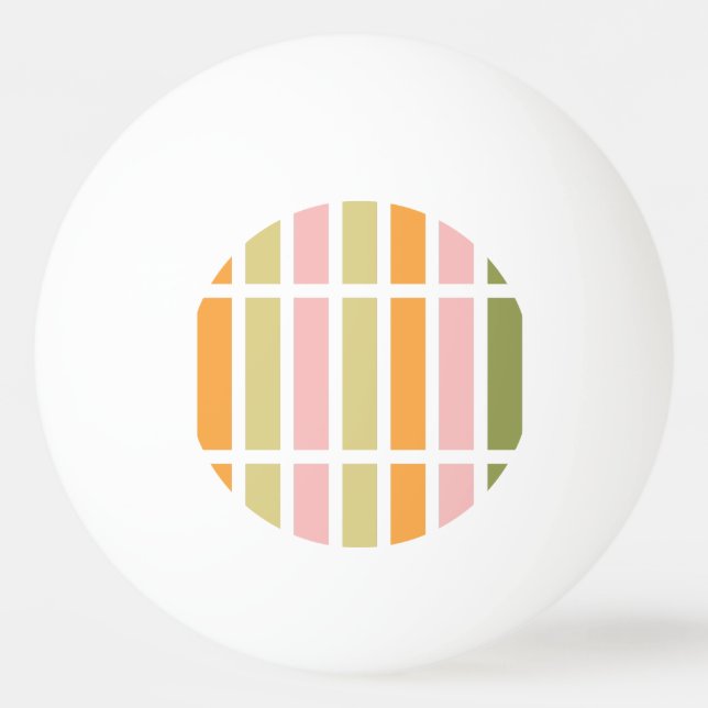 Orange Pink Gold and Green Stripes Ping Pong Ball (Front)