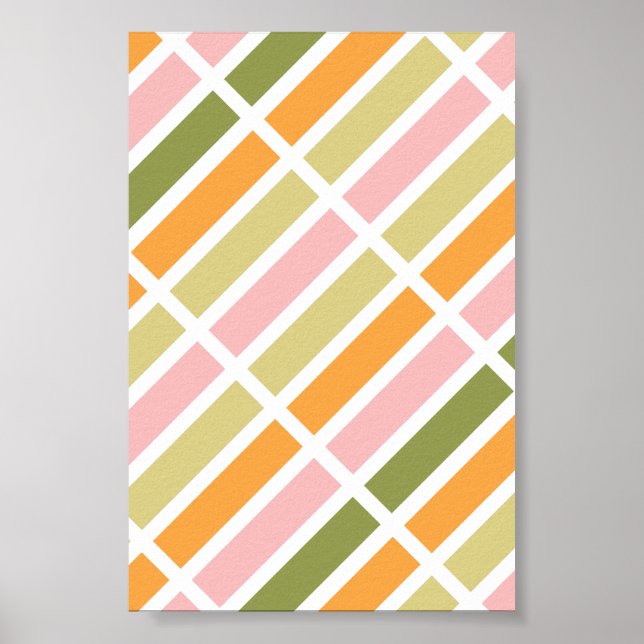 Orange Pink Gold and Green Stripes Poster (Front)