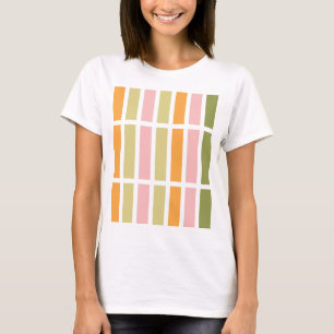 Orange Pink Gold and Green Stripes T-Shirt
