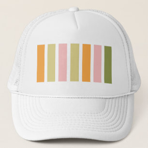 Orange Pink Gold and Green Stripes Trucker Hat