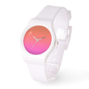 Orange Pink Gradient Dial White Silicone Watch