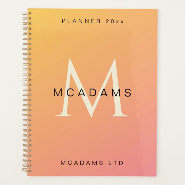 Orange Pink Gradient Personalised Business  Planner (Front)