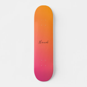 Orange Pink Gradient Personalised Skateboard