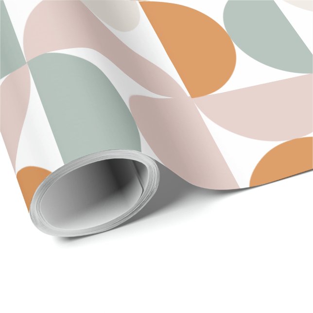 Orange Pink Green Modern Geometric Decoupage Wrapping Paper (Roll Corner)