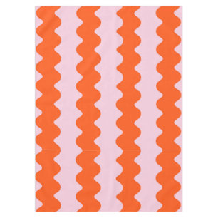 Orange Pink Groovy Stripe Minimalist Modern Spring Tablecloth