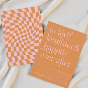 Orange & Pink Happily Ever After Casual Wedding  Invitation