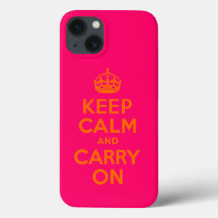 Orange Pink Keep Calm and Carry On iPhone 13 Case