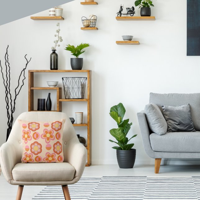 Orange & Pink Mid-Century Geometric 1960s-style  Cushion (Creator Uploaded)