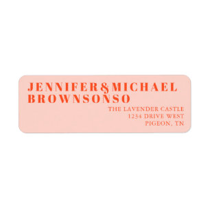 Orange Pink Minimalistic Wedding Return Address Label