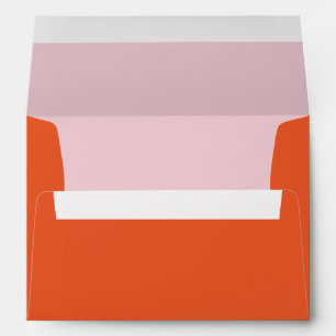 orange & pink Modern Vintage retro script Wedding Envelope