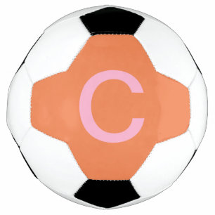 Orange Pink Monogram Initial Modern Custom Color  Soccer Ball