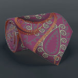 Orange Pink Paisley Peacock Colors Wedding Tie<br><div class="desc">Pink and Coral Orange Yellow and Gray Mehndi Indian Paisley Peacock Wedding Party Tie For the Guys.  Father of Bride,  Father of Groom,  Groomsman,  Best Man and Groom.</div>