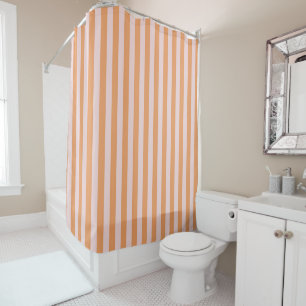 Orange Pink Pastel Stripes Pattern Modern Shower Curtain