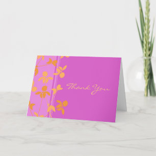 Orange Pink Pattern Wedding Thank You Card