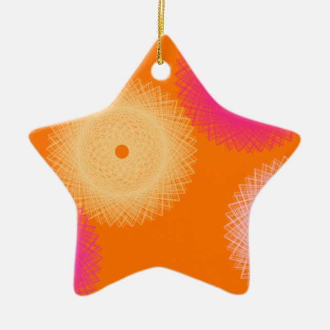orange & pink pop colour ceramic tree decoration (Front)