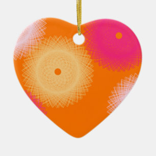 orange & pink pop colour ceramic tree decoration