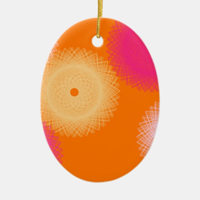 orange & pink pop colour ceramic tree decoration (Front)