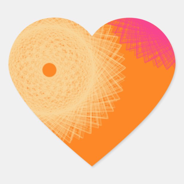 orange & pink pop colour heart sticker (Front)