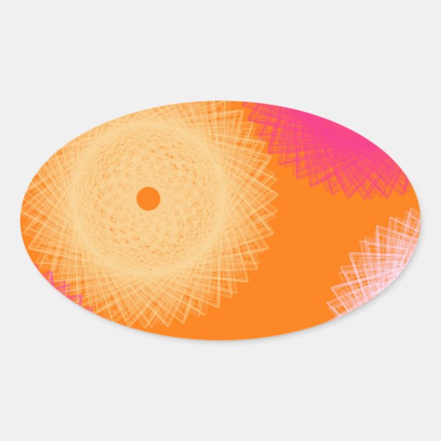orange & pink pop colour oval sticker (Front)