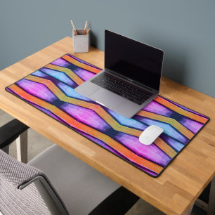 Orange, pink, purple and blue graphics desk mat