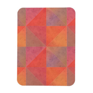 Orange Pink Red Triangles Watercolor Geometric Art Magnet