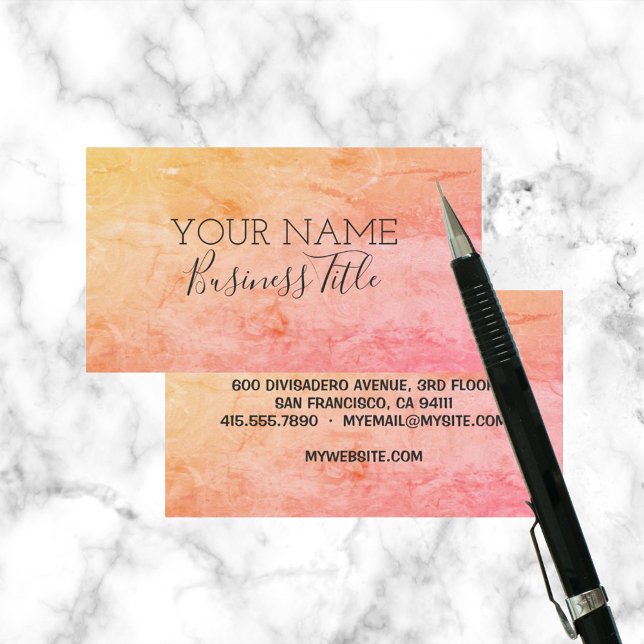 Orange Pink Roses Trendy Name Business Title Calling Card (Orange Pink Roses Trendy Name Business Title Calling Cards)