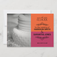 Orange & Pink Save the Date Wedding Announcements