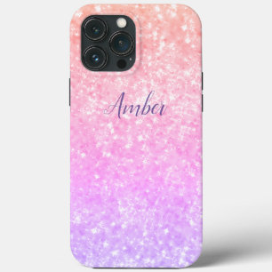 Orange Pink Sparkle Glitter Elegant Personalised iPhone 13 Pro Max Case