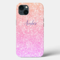 Orange Pink Sparkle Glitter Elegant Personalised