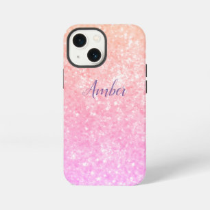 Orange Pink Sparkle Glitter Elegant Personalised iPhone 13 Mini Case