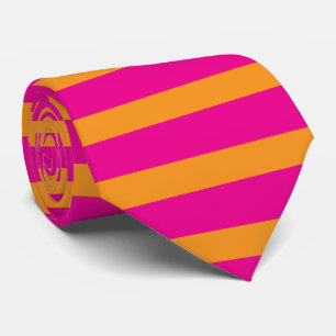 Orange Pink Stripes Patterns Hot Pink Colourful Tie