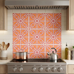 Orange & Pink Stylish Mosaic Geometric Pattern Ceramic Tile