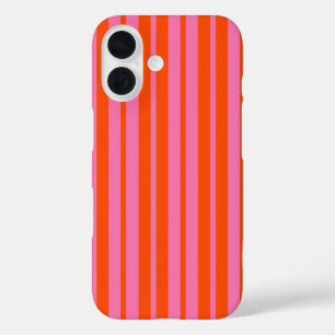 Orange Pink Stylish Stripes Pattern Design iPhone 16 Case