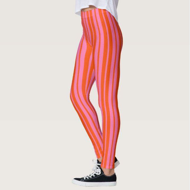 Orange Pink Stylish Stripes Pattern Design  Leggings (Creator Uploaded)