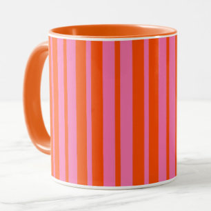 Orange Pink Stylish Stripes Pattern Design  Mug