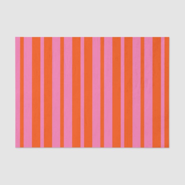 Orange Pink Stylish Stripes Pattern Design  Tissue Paper (Front)