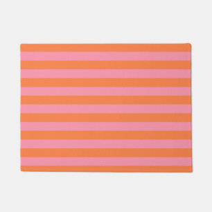 Orange Pink Summer Mood Lines  Door Mat