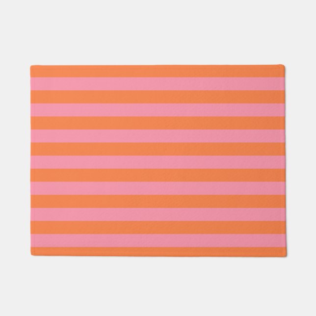Orange Pink Summer Mood Lines  Door Mat (Front)