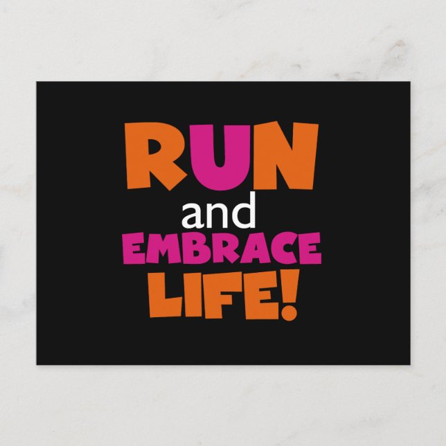 Orange Pink Text Fitness Running Runner Marathon Postcard (Front)