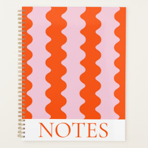 Orange & Pink Wavy Stripe Modern Minimalist  Planner