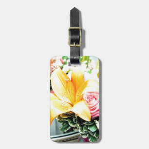orange pink wedding flowers star lily rose luggage tag