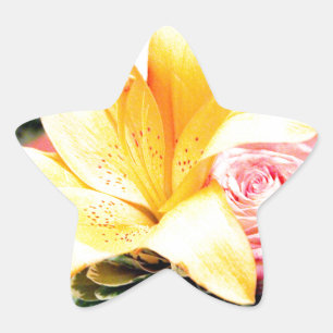orange pink wedding flowers star lily rose sticker
