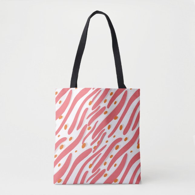 Orange Pink White Abstract Line Pattern  Tote Bag (Front)