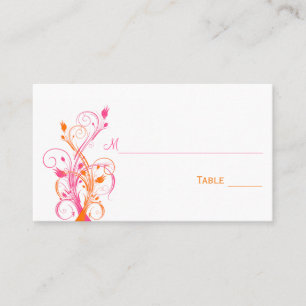 Orange Pink White Floral Place Cards