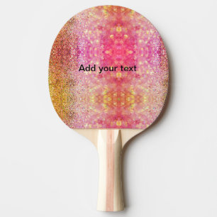 Orange pink yellow glitter add name sparkle text ping pong paddle