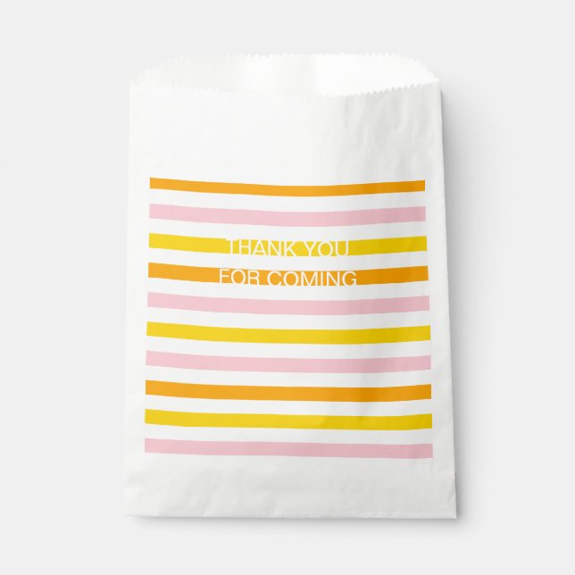 Orange, Pink & Yellow Striped Favour Bag (Front)