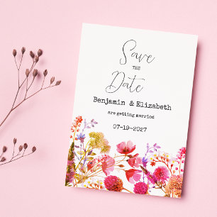 Orange pink yellow wildflower Save the Date Invitation