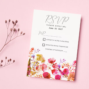 Orange pink yellow wildflower summer RSVP Invitation