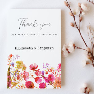 Orange pink yellow wildflower summer Thank You Invitation