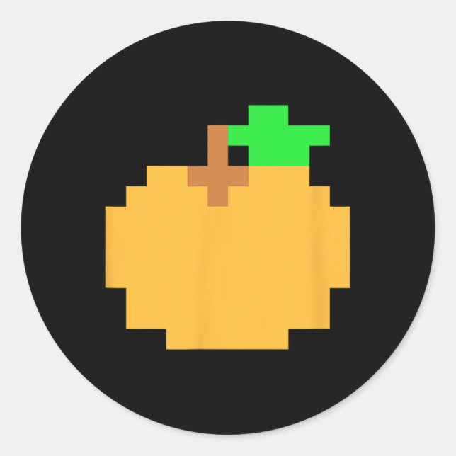 Orange Pixel 8-bit Arcade Video Game Matching Cost Classic Round Sticker (Front)